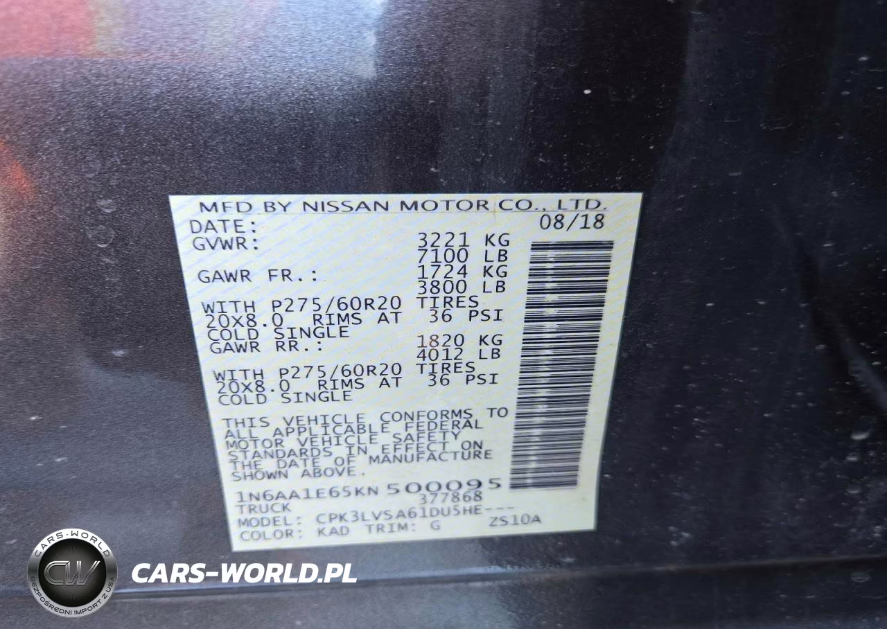 2019 Nissan Titan Sl VIN:1N6AA1E65KN500095 - 12