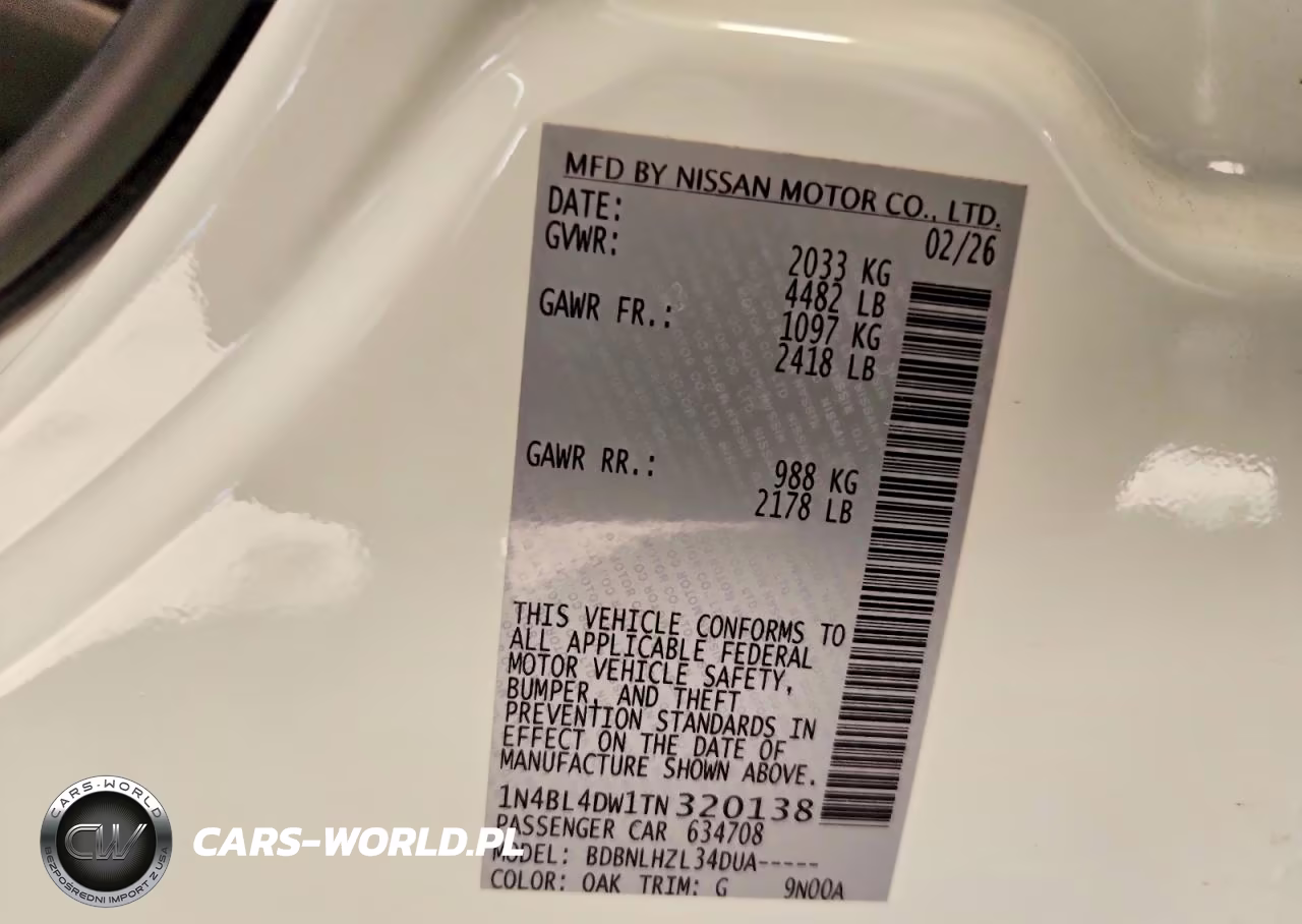 2026 Nissan Altima Sv VIN:1N4BL4DW1TN320138 - 12