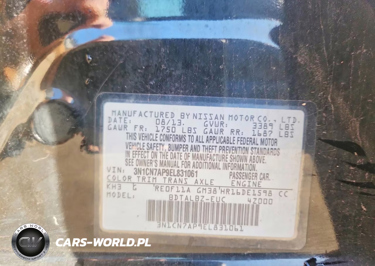 2014 Nissan Versa 1.6 Sv VIN:3N1CN7AP9EL831061 - 12