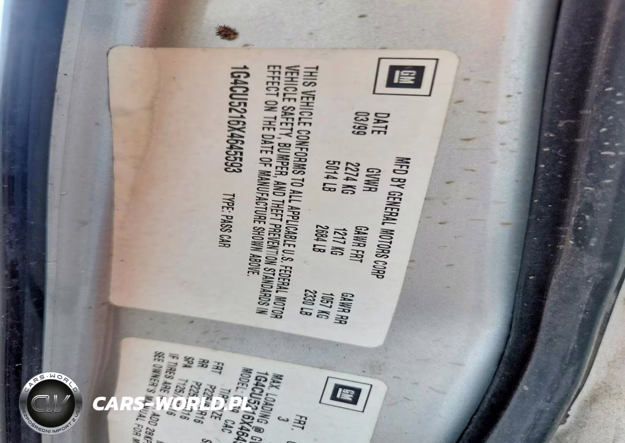 1999 Buick Park Avenue Ultra VIN:1G4CU5216X4645593 - 13