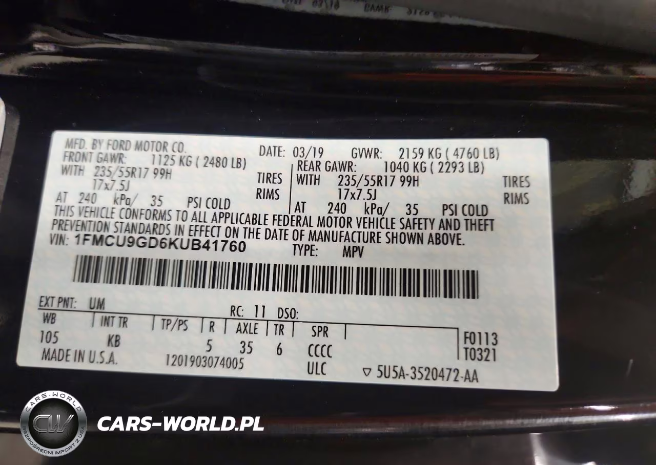 2019 Ford Escape Se VIN:1FMCU9GD6KUB41760 - 13