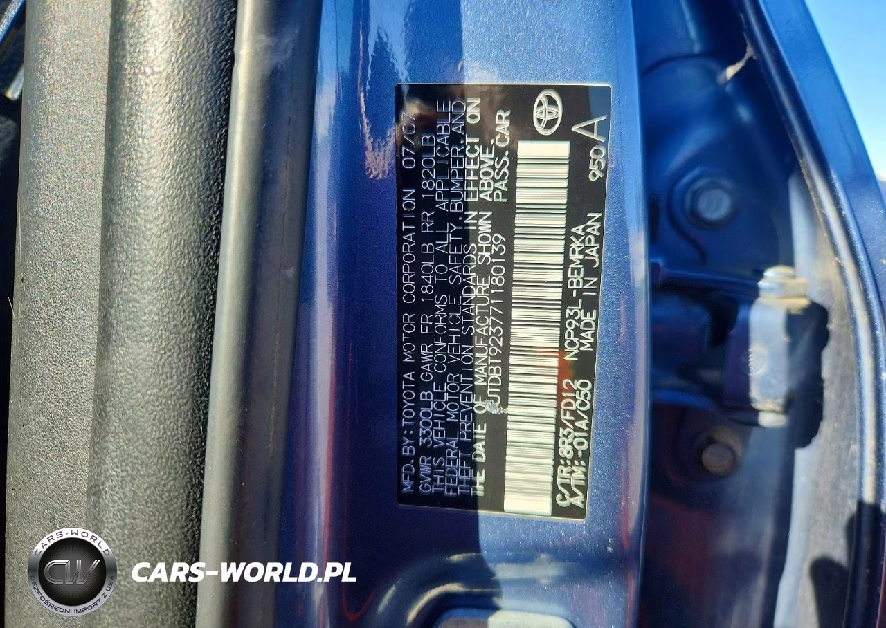 2007 Toyota Yaris Base VIN:JTDBT923771180139 - 13