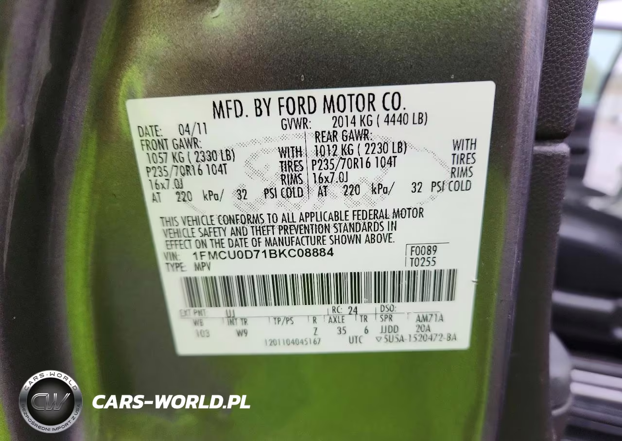 2011 Ford Escape Xlt VIN:1FMCU0D71BKC08884 - 12