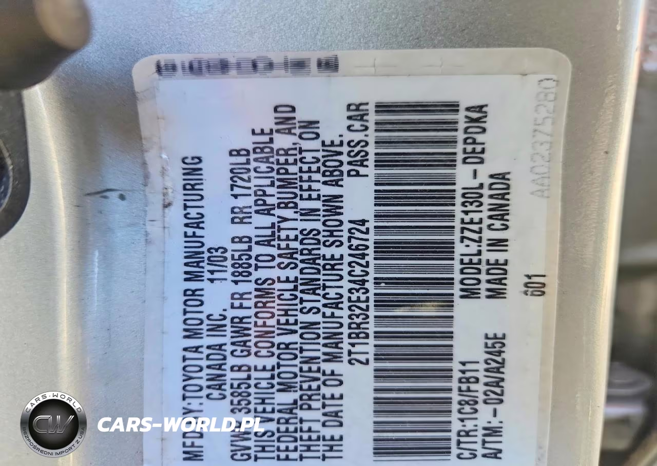 2004 Toyota Corolla Ce VIN:2T1BR32E34C246724 - 12