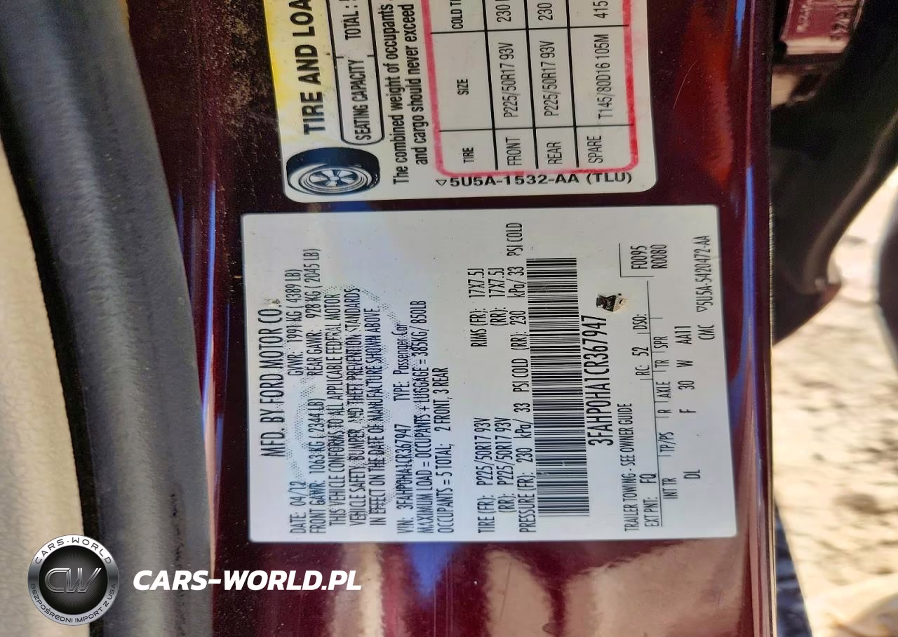 2012 Ford Fusion Se VIN:3FAHP0HA1CR367947 - 12