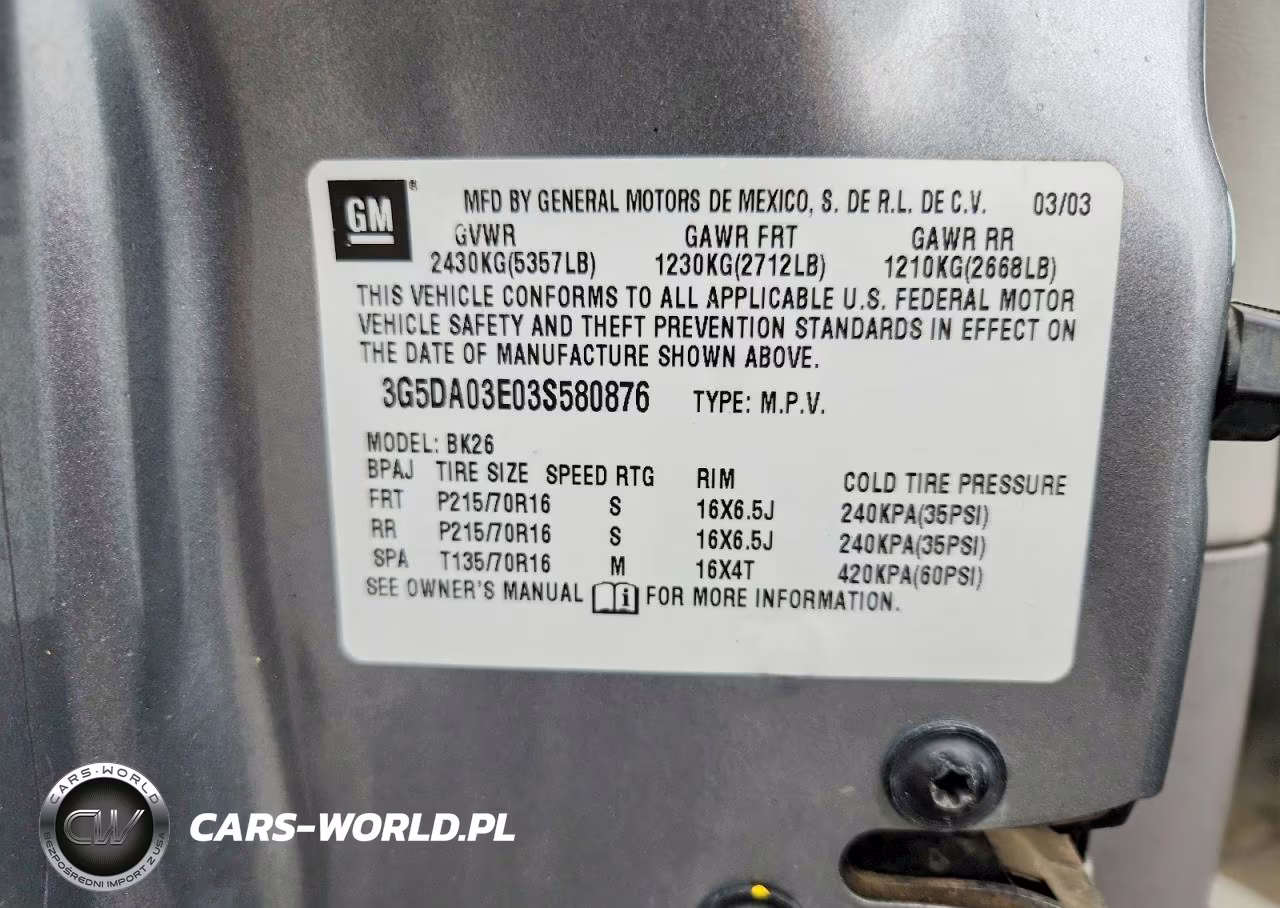 2003 Buick Rendezvous Cx VIN:3G5DA03E03S580876 - 13