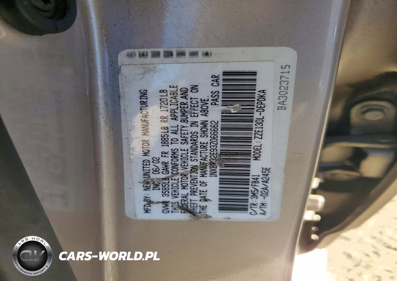 2003 Toyota Corolla Ce VIN:1NXBR32E93Z066662 - 12