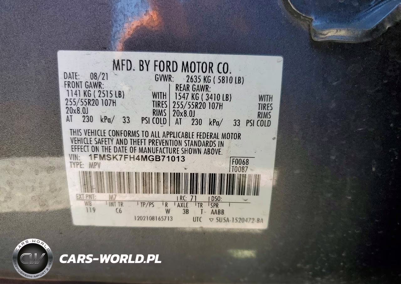 2021 Ford Explorer Limited VIN:1FMSK7FH4MGB71013 - 13
