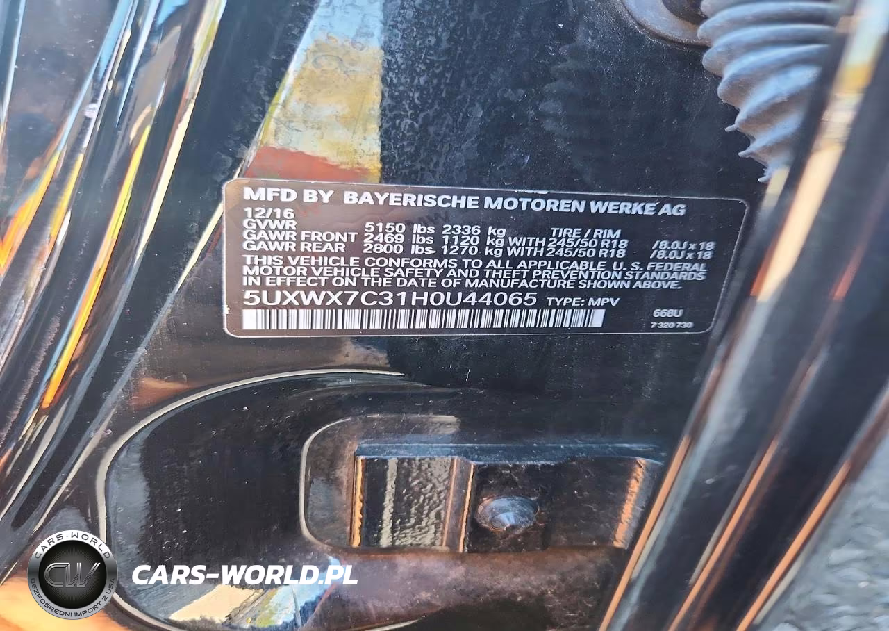 2017 BMW X3 xDrive35I VIN:5UXWX7C31H0U44065 - 12