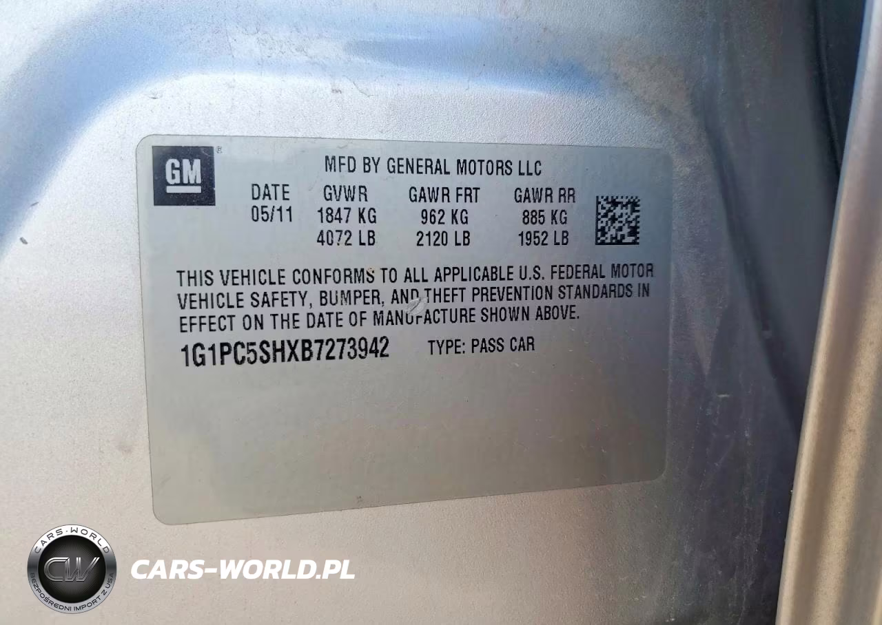 2011 Chevrolet Cruze Ls VIN:1G1PC5SHXB7273942 - 12