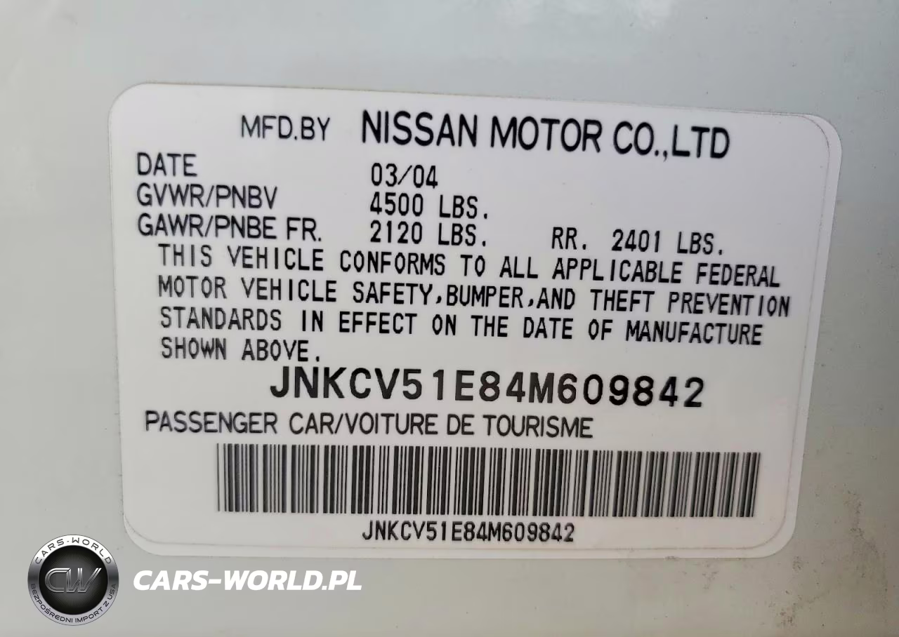 2004 Infiniti G35 Base VIN:JNKCV51E84M609842 - 12