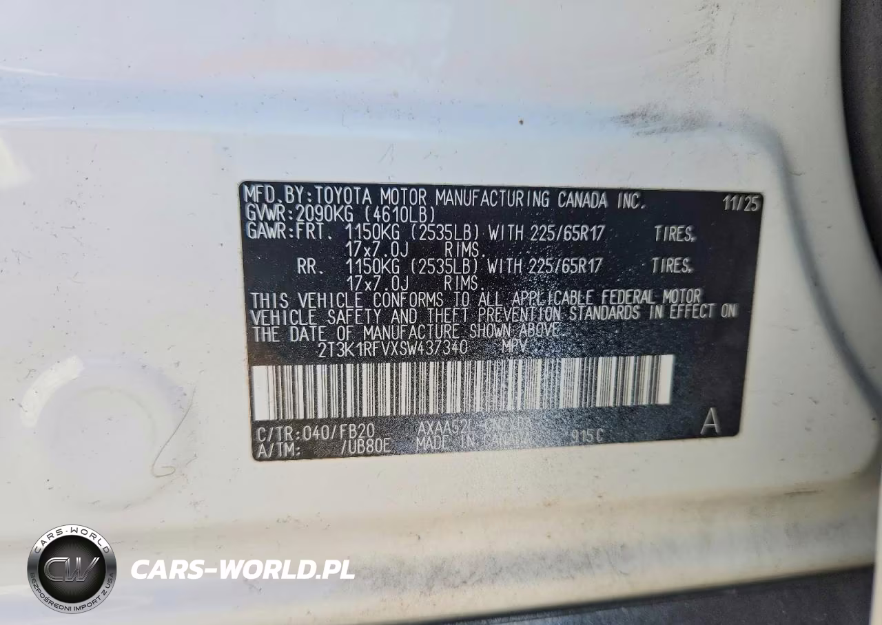 2025 Toyota Rav4 Le VIN:2T3K1RFVXSW437340 - 13