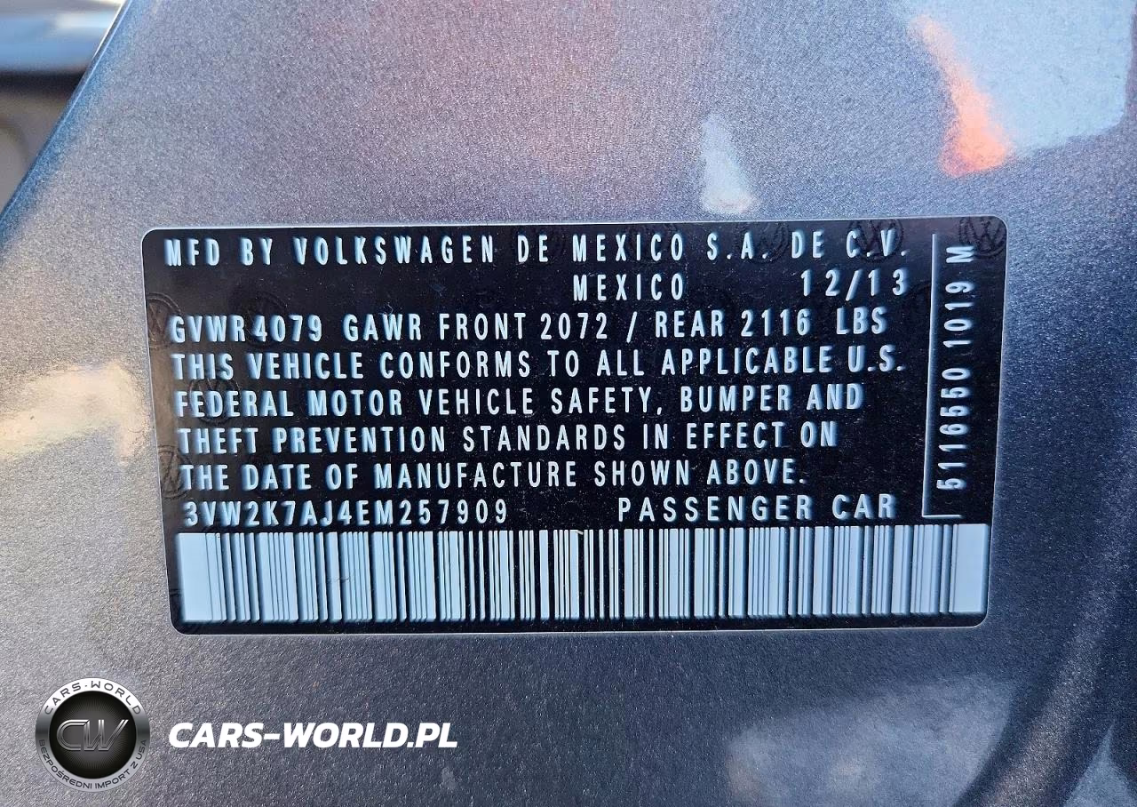 2014 Volkswagen Jetta Base VIN:3VW2K7AJ4EM257909 - 13