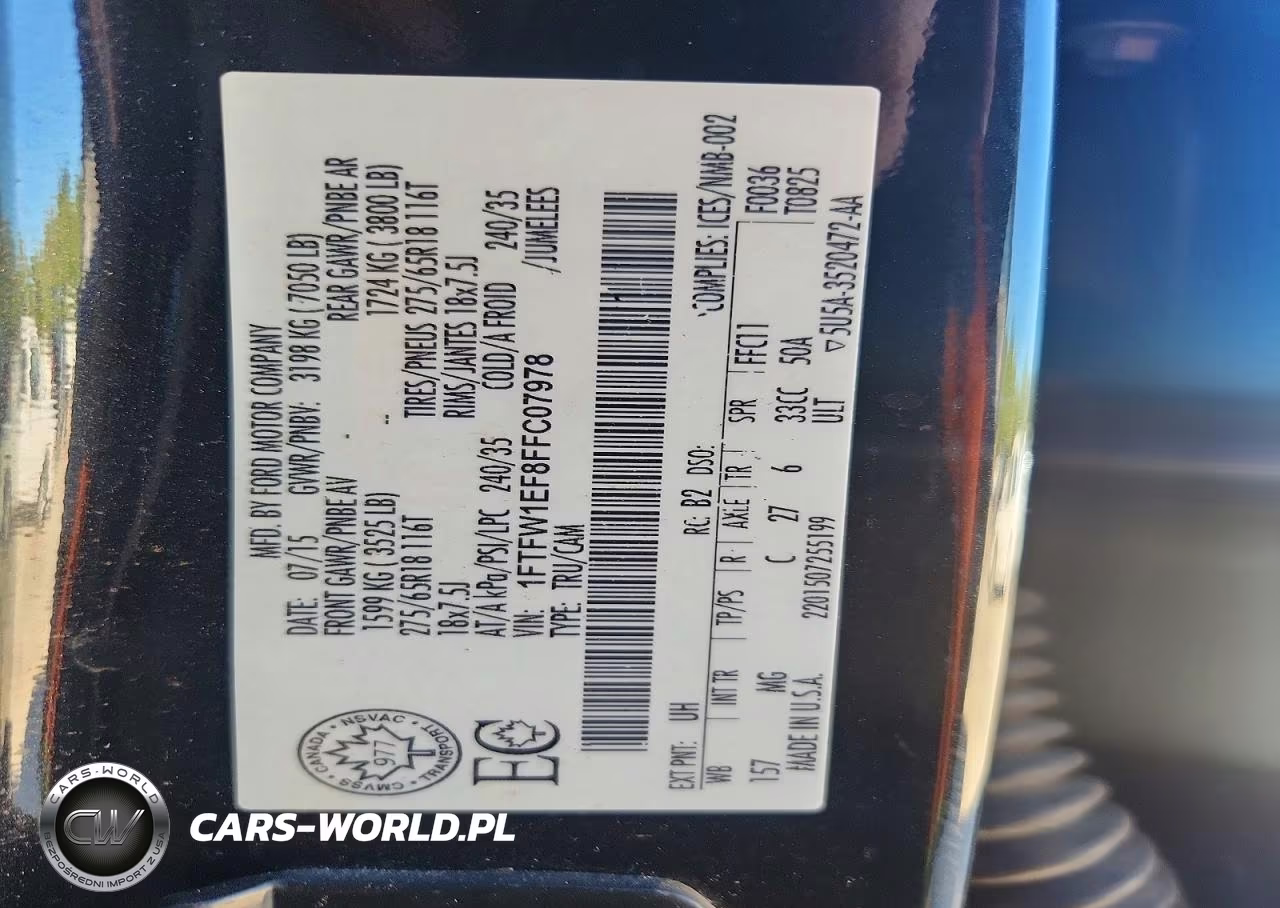 2015 Ford F150 Supercrew VIN:1FTFW1EF8FFC07978 - 12