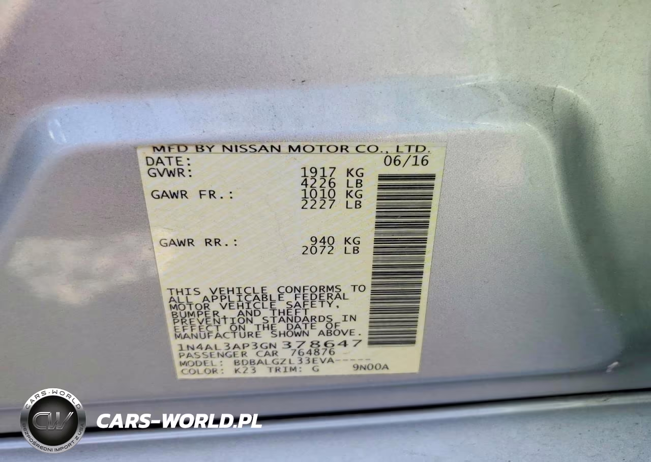 2016 Nissan Altima 2.5 S VIN:1N4AL3AP3GN378647 - 12