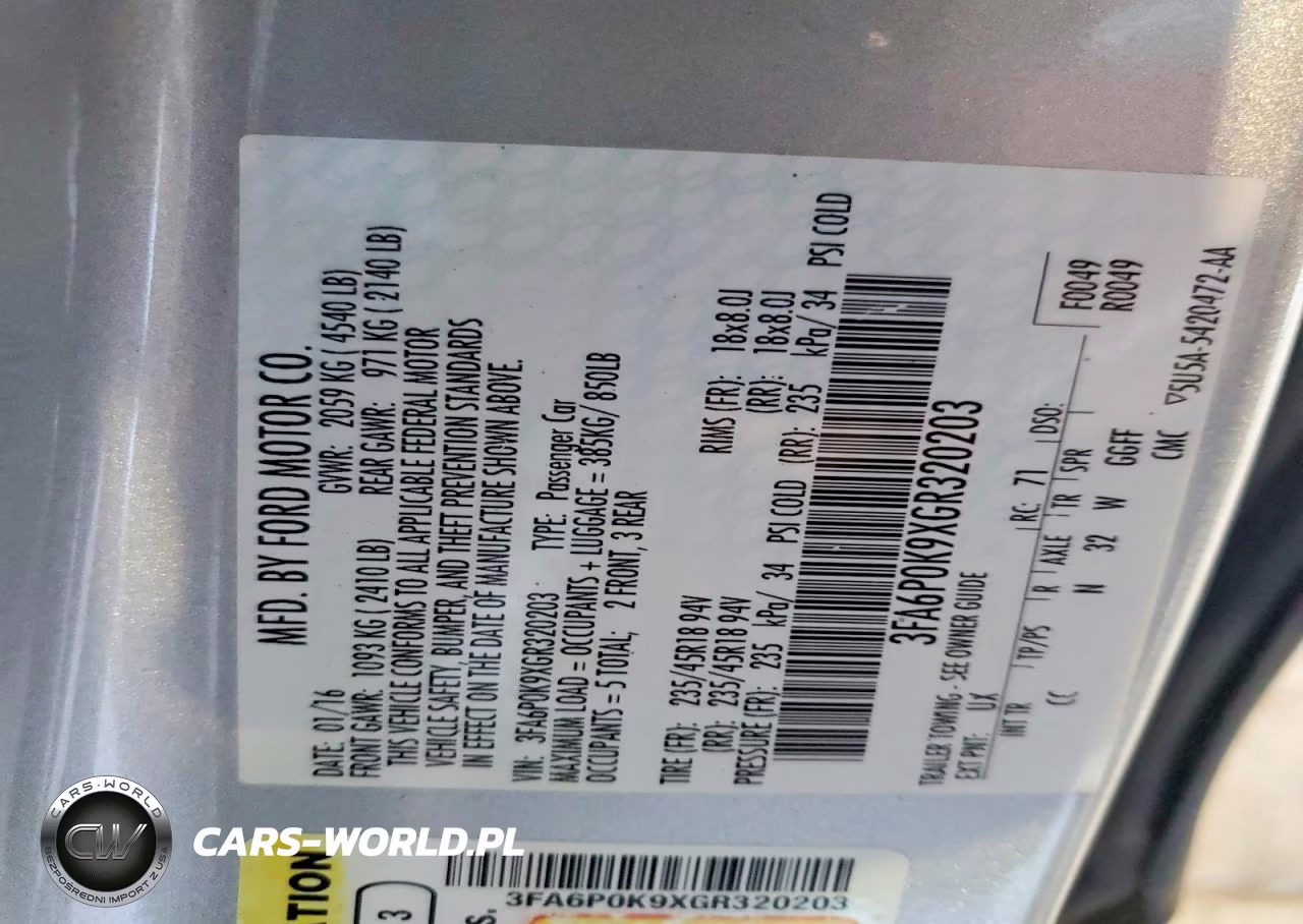 2016 Ford Fusion Titanium VIN:3FA6P0K9XGR320203 - 12