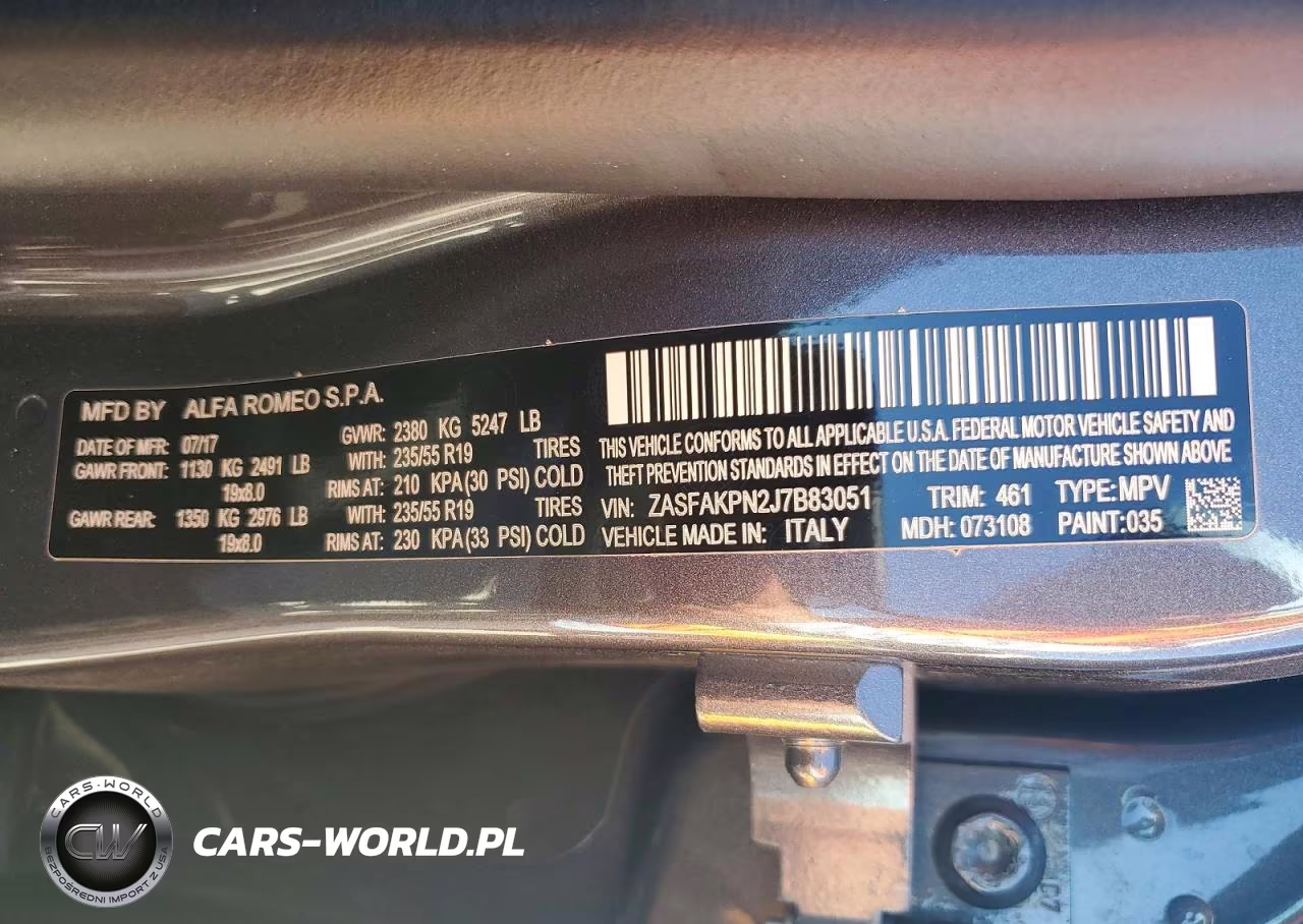 2018 Alfa Romeo Stelvio Sport VIN:ZASFAKPN2J7B83051 - 13
