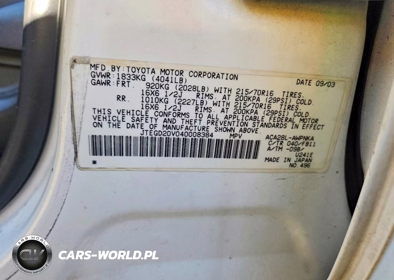 2004 Toyota Rav4 Base VIN:JTEGD20V040008384 - 12