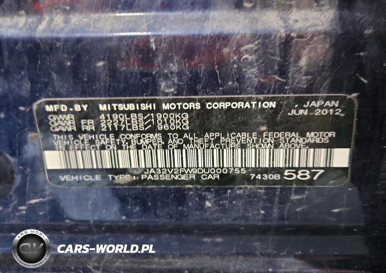 2013 Mitsubishi Lancer Se VIN:JA32V2FW9DU000755 - 12
