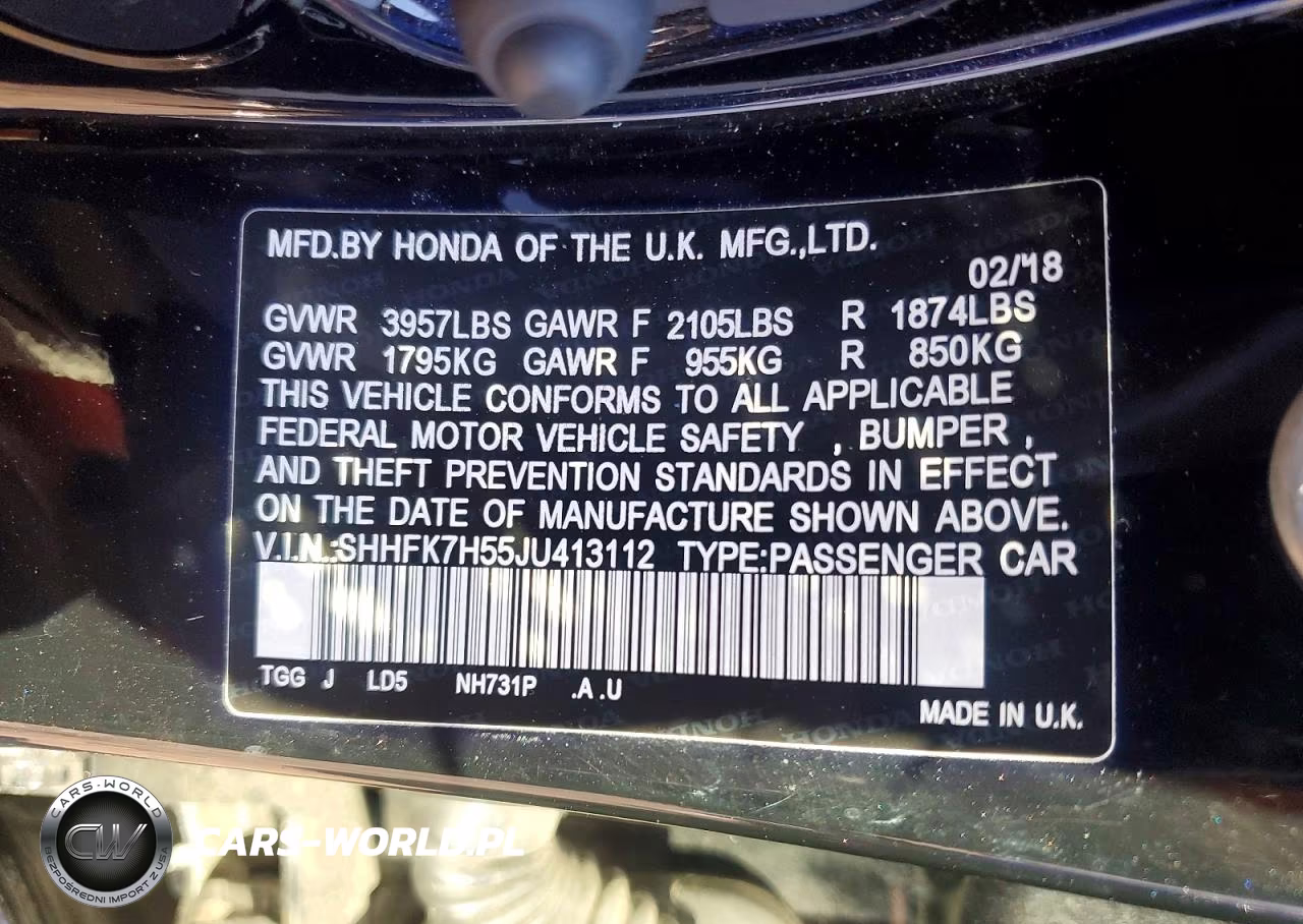 2018 Honda Civic Ex VIN:SHHFK7H55JU413112 - 12