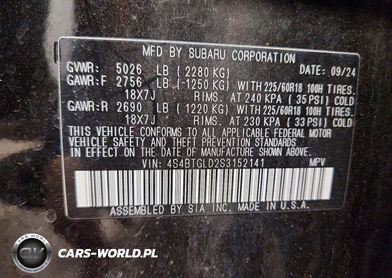 2025 SUBARU OUTBACK ONYX EDITION XT VIN:4S4BTGLD2S3152141 - 14