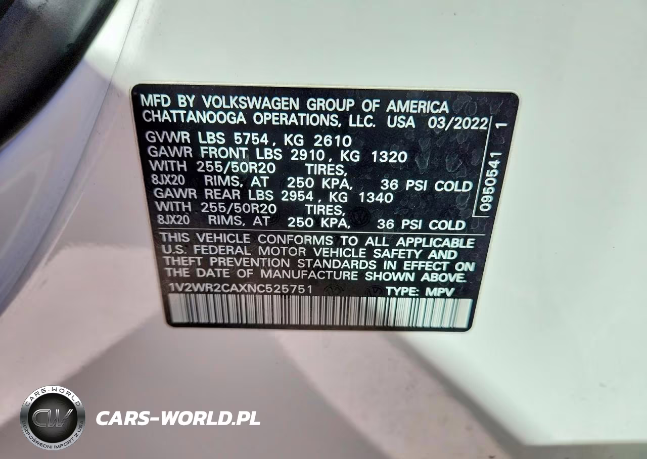 2022 Volkswagen Atlas Se VIN:1V2WR2CAXNC525751 - 13