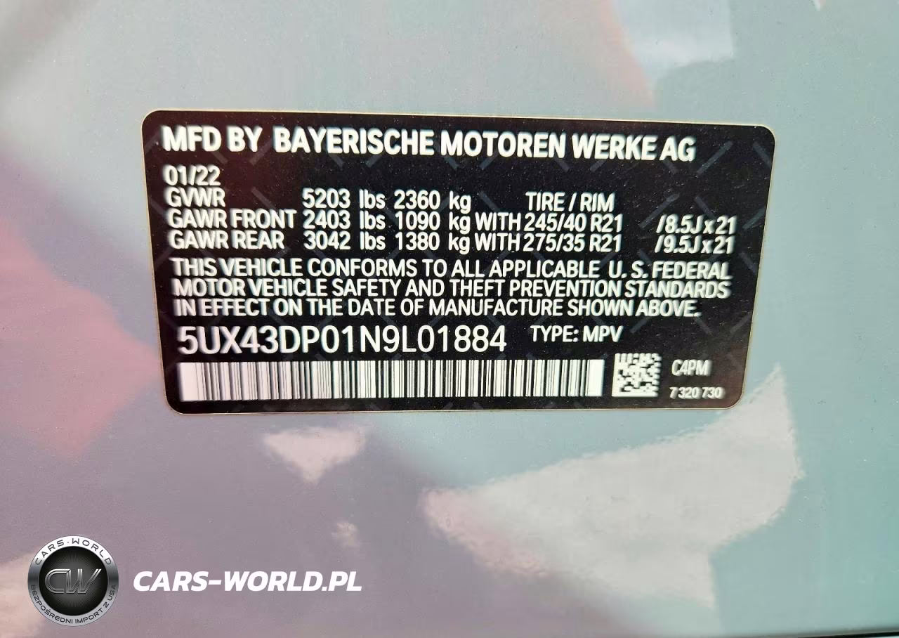 2022 BMW X3 Sdrive30I VIN:5UX43DP01N9L01884 - 13