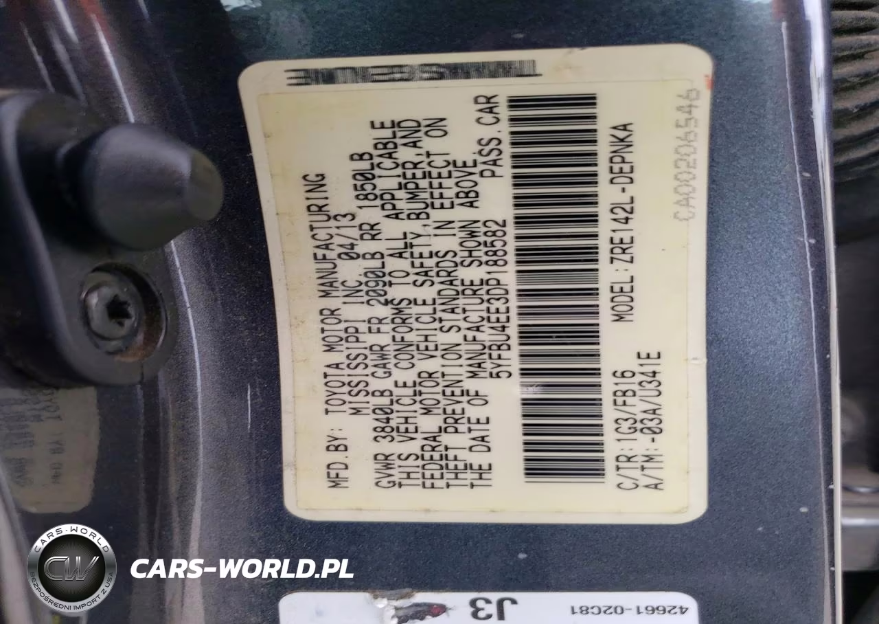2013 Toyota Corolla Le VIN:5YFBU4EE3DP188582 - 12