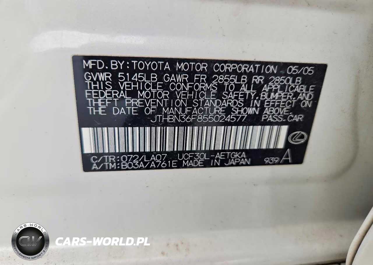 2005 Lexus Ls 430 VIN:JTHBN36F855024577 - 12