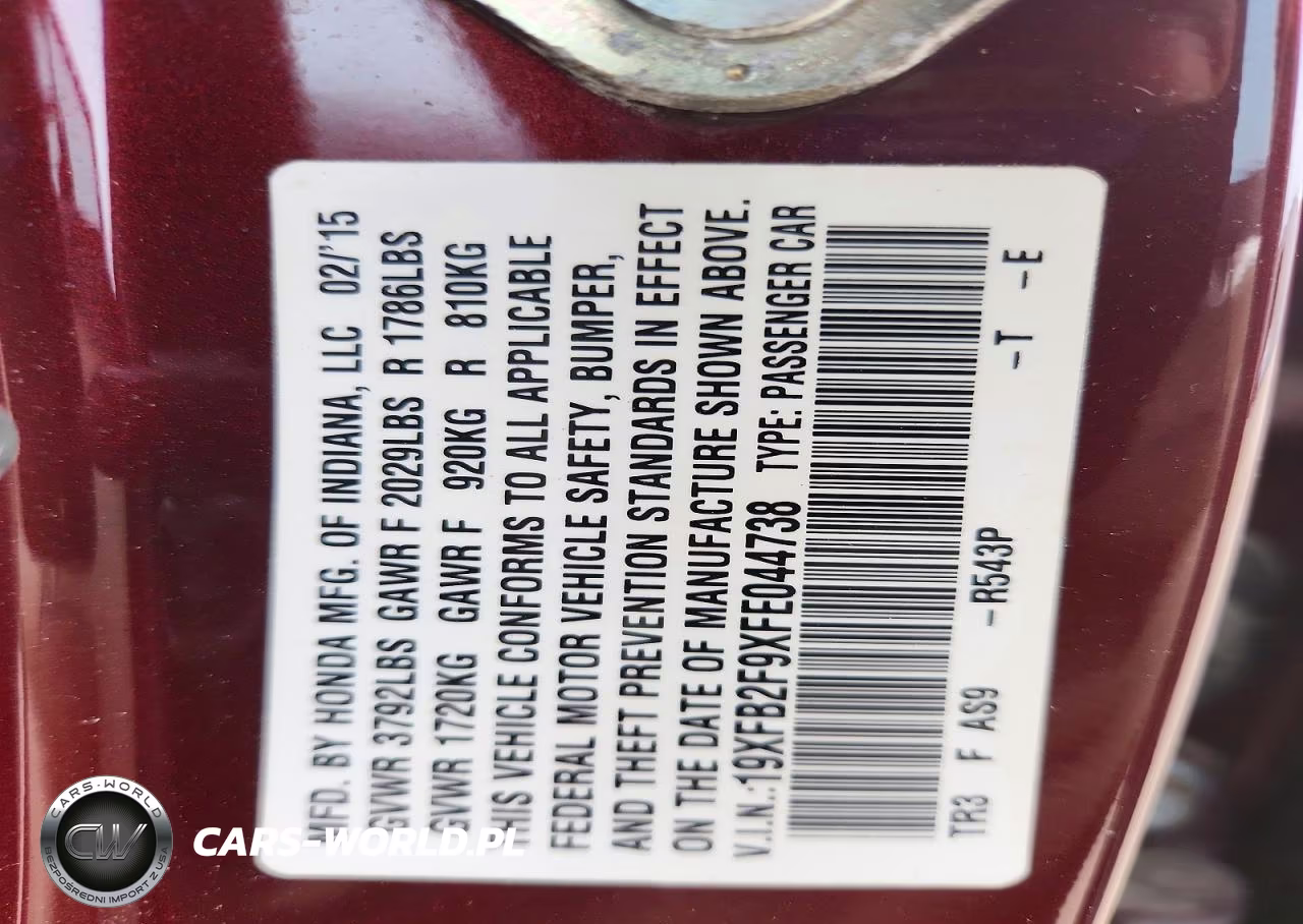 2015 Honda Civic Exl VIN:19XFB2F9XFE044738 - 12