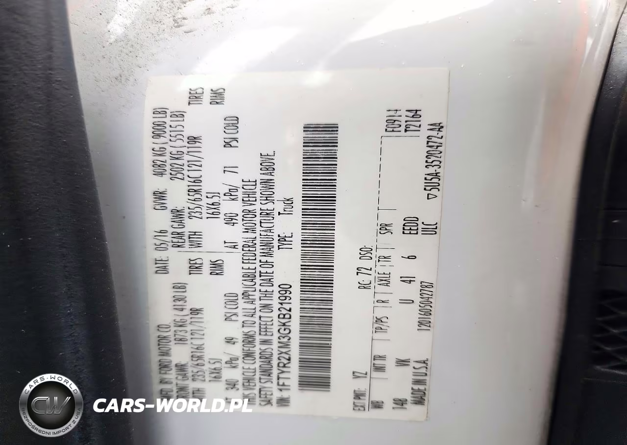 2016 FORD TRANSIT-250 VIN:1FTYR2XM3GKB21990 - 13