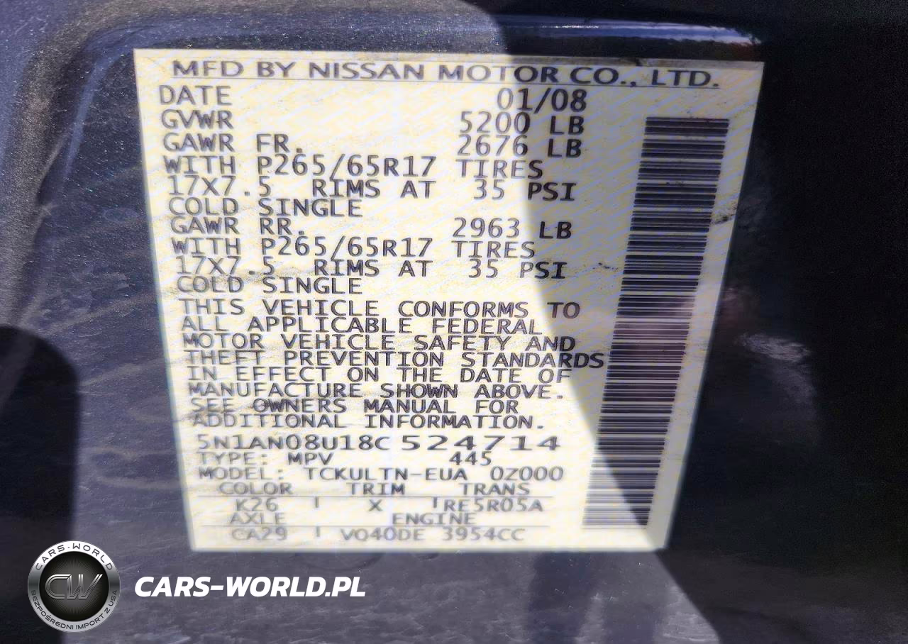 2008 Nissan Xterra X VIN:5N1AN08U18C524714 - 13