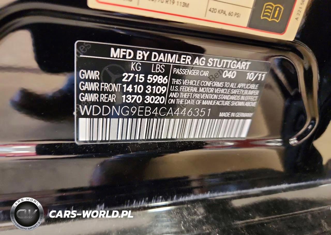 2012 Mercedes-Benz S 550 4Matic VIN:WDDNG9EB4CA446351 - 12