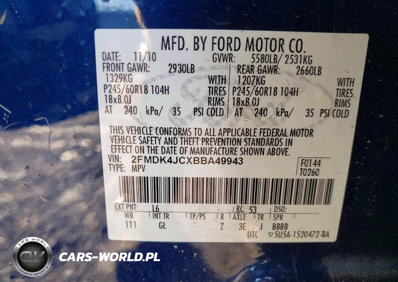 2011 Ford Edge Sel VIN:2FMDK4JCXBBA49943 - 13