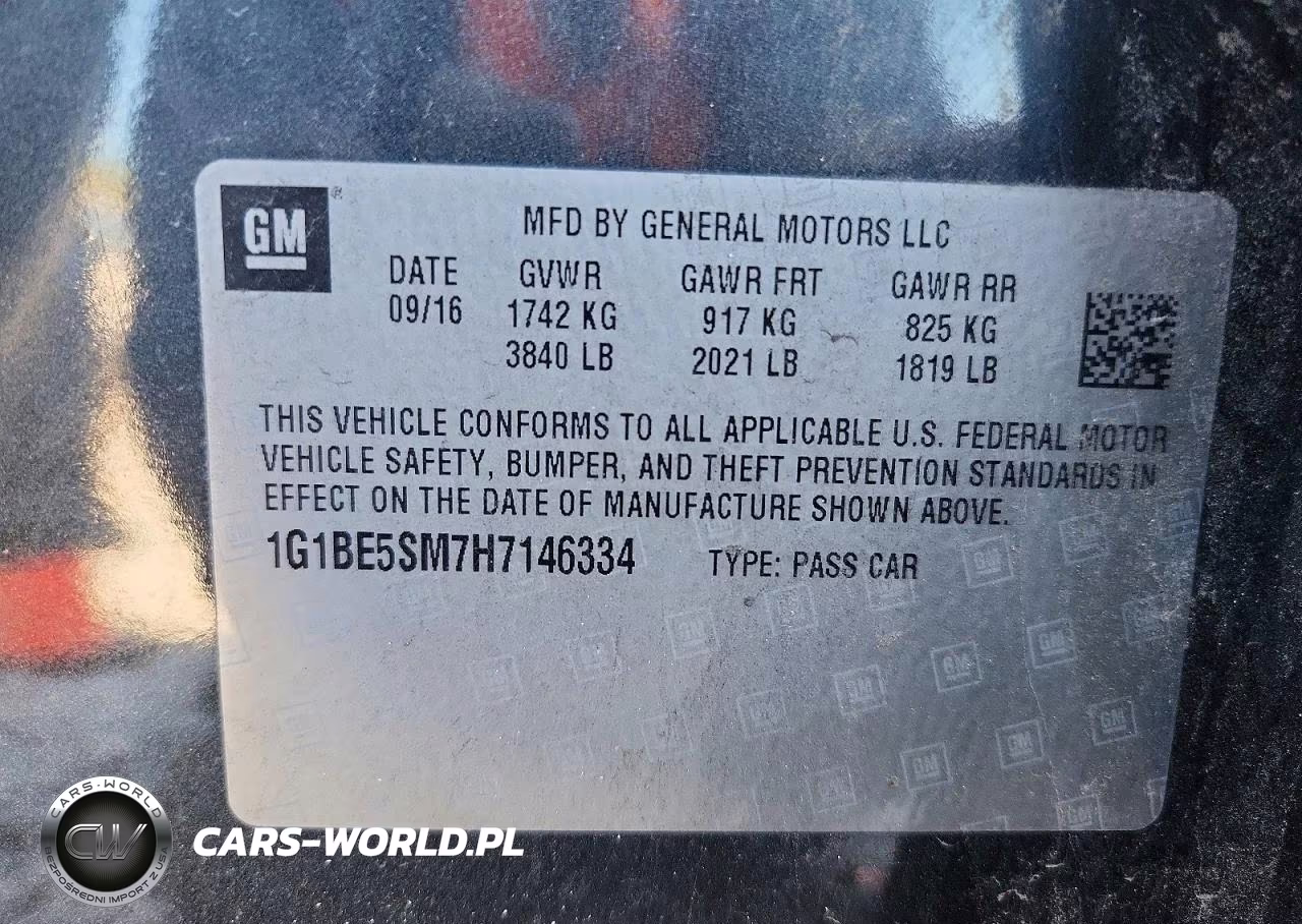 2017 Chevrolet Cruze Lt VIN:1G1BE5SM7H7146334 - 13