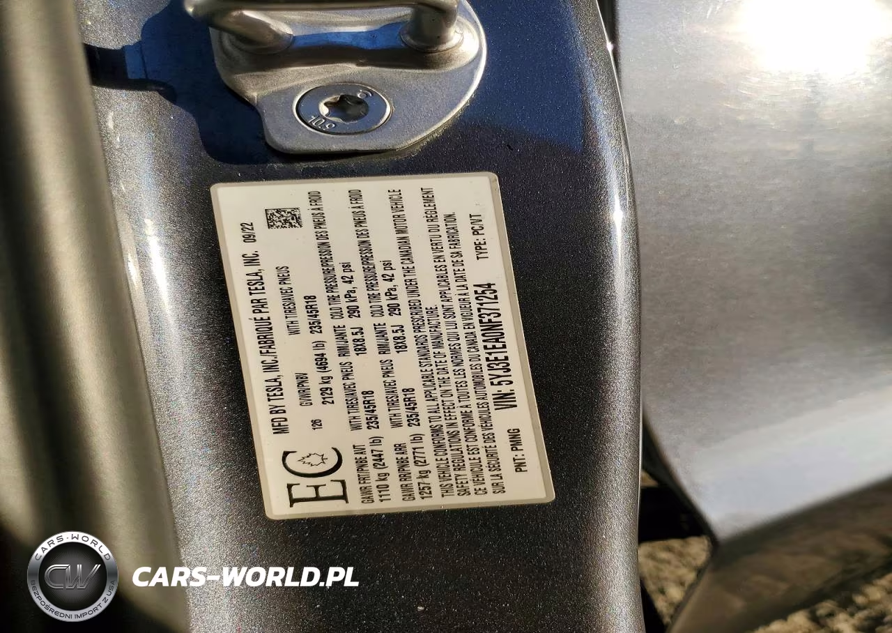 2022 Tesla Model 3 VIN:5YJ3E1EA0NF371254 - 13