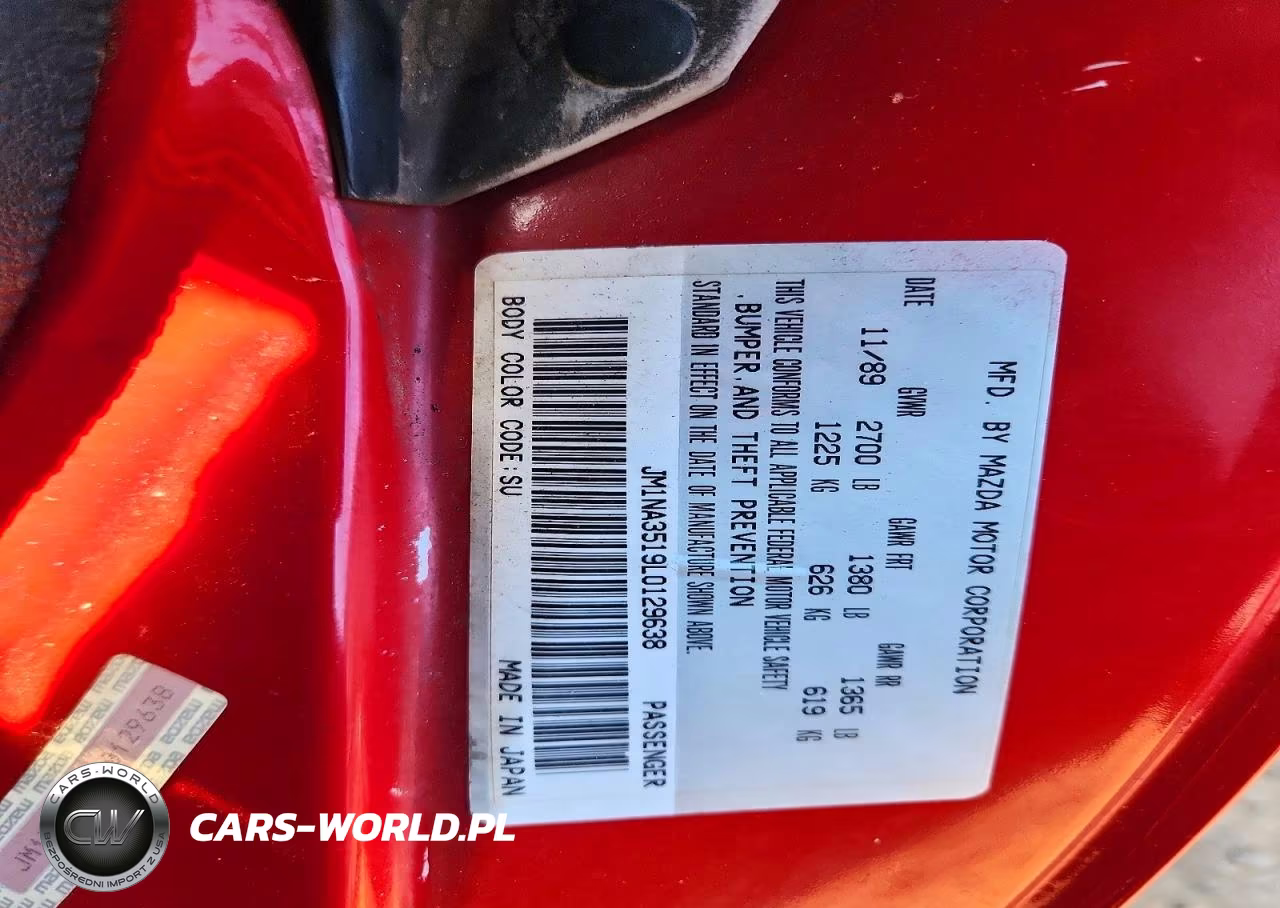1990 Mazda Mx-5 Miata VIN:JM1NA3519L0129638 - 12