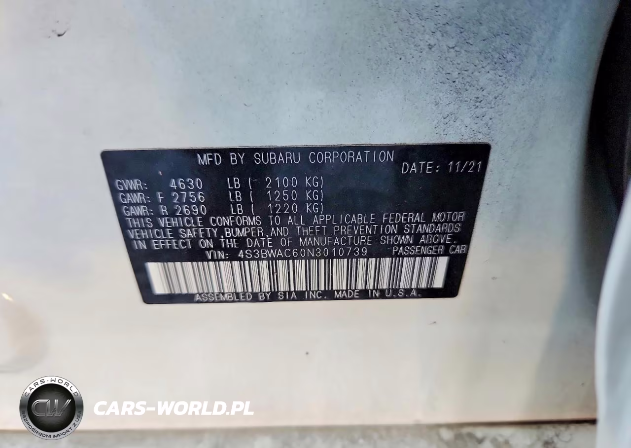 2022 Subaru Legacy Premium VIN:4S3BWAC60N3010739 - 12