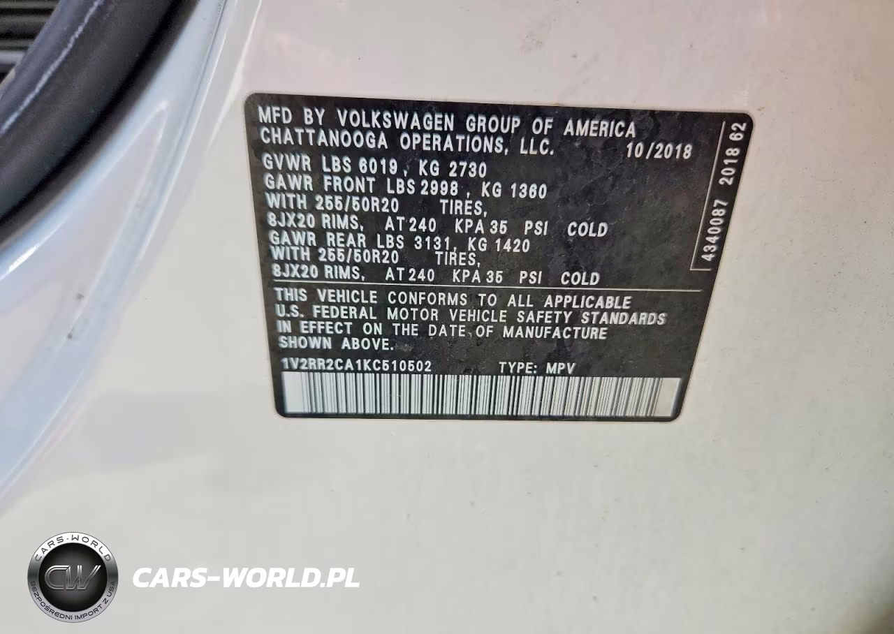 2019 Volkswagen Atlas Sel VIN:1V2RR2CA1KC510502 - 13