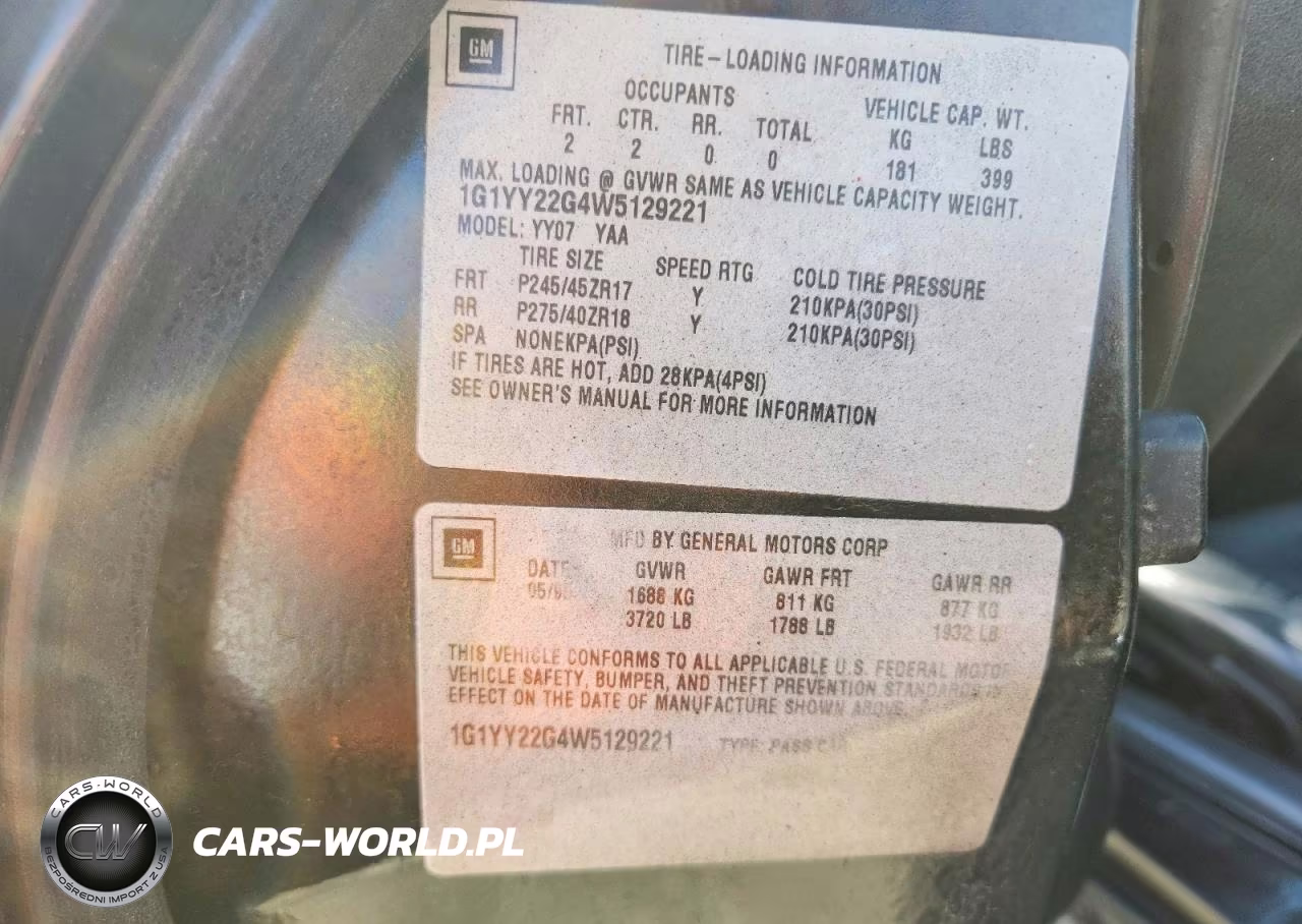1998 Chevrolet Corvette VIN:1G1YY22G4W5129221 - 12