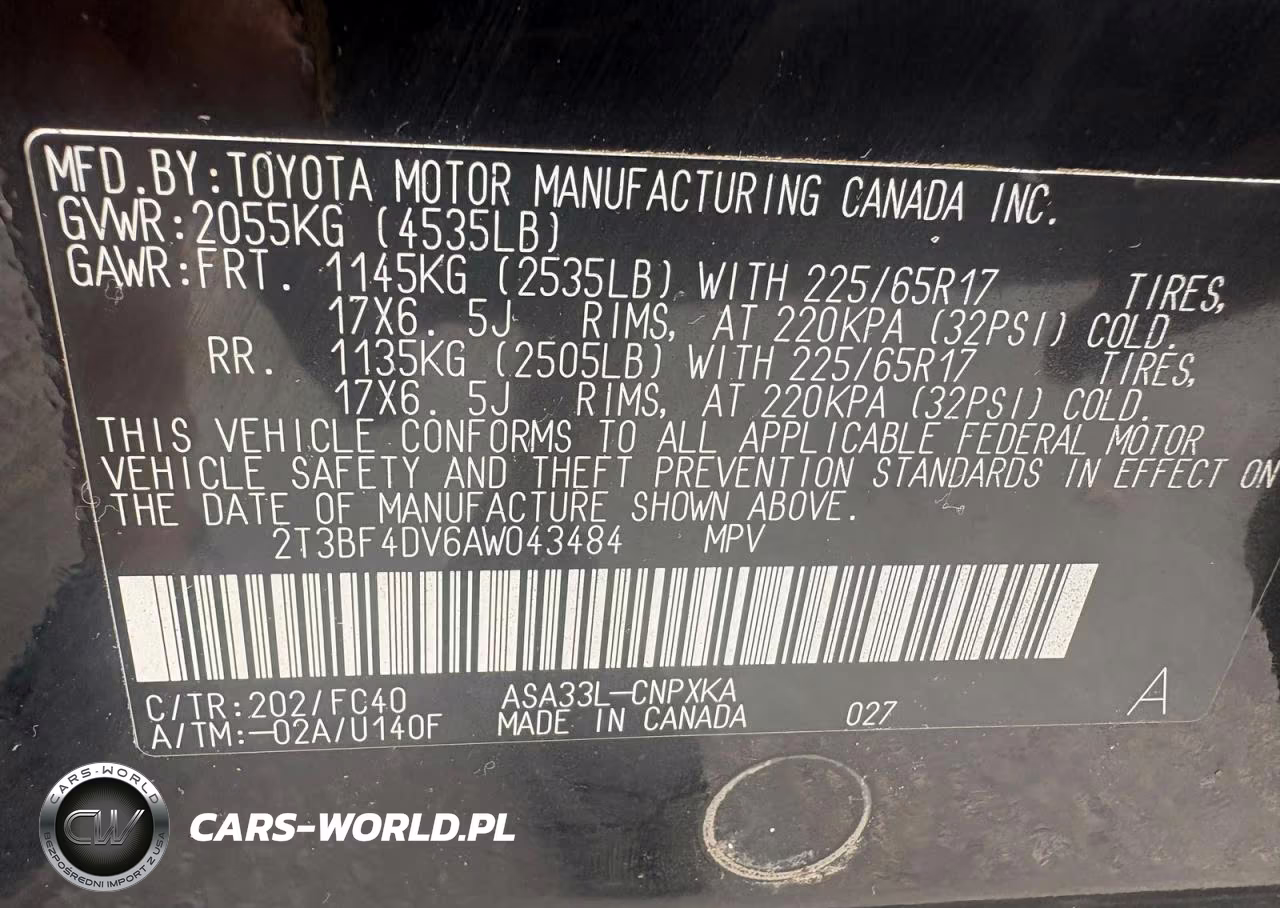 2010 Toyota Rav4 Base VIN:2T3BF4DV6AW043484 - 10
