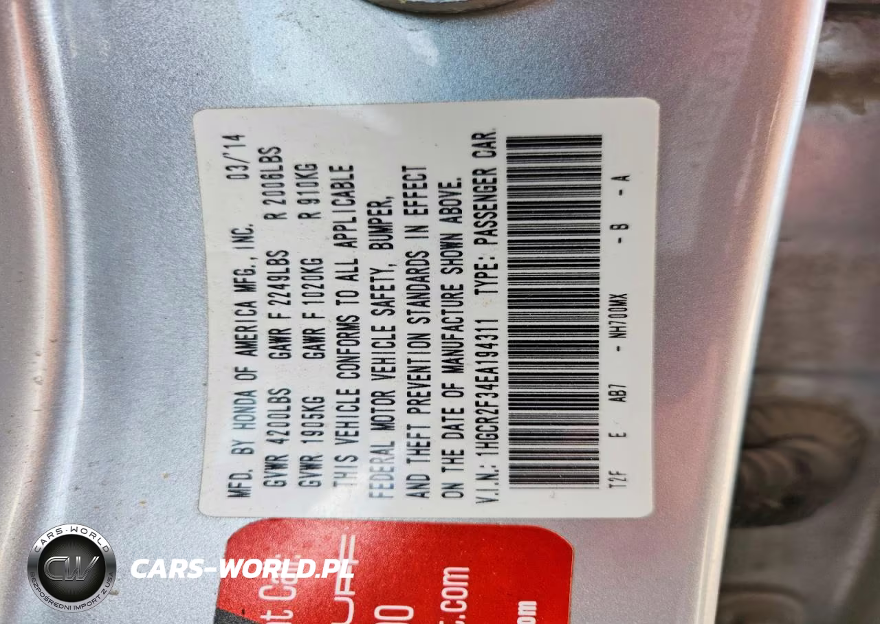 2014 Honda Accord Lx VIN:1HGCR2F34EA194311 - 13