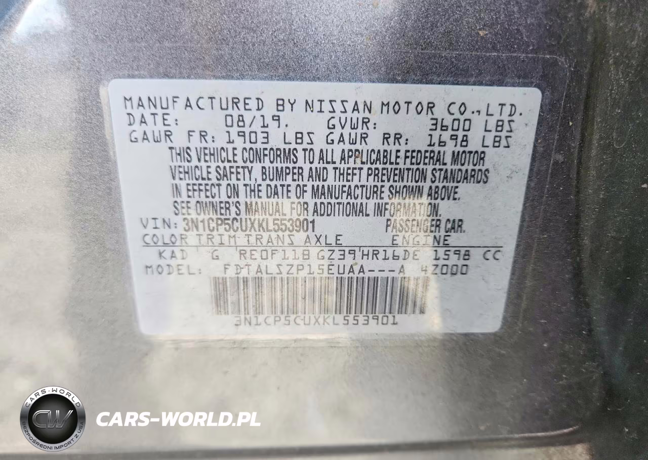 2019 Nissan Kicks Sv VIN:3N1CP5CUXKL553901 - 13