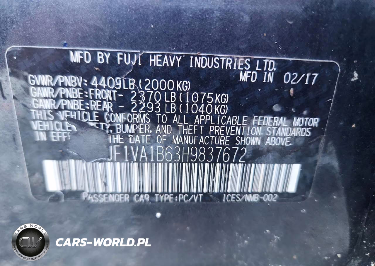 2017 Subaru Wrx VIN:JF1VA1B63H9837672 - 12