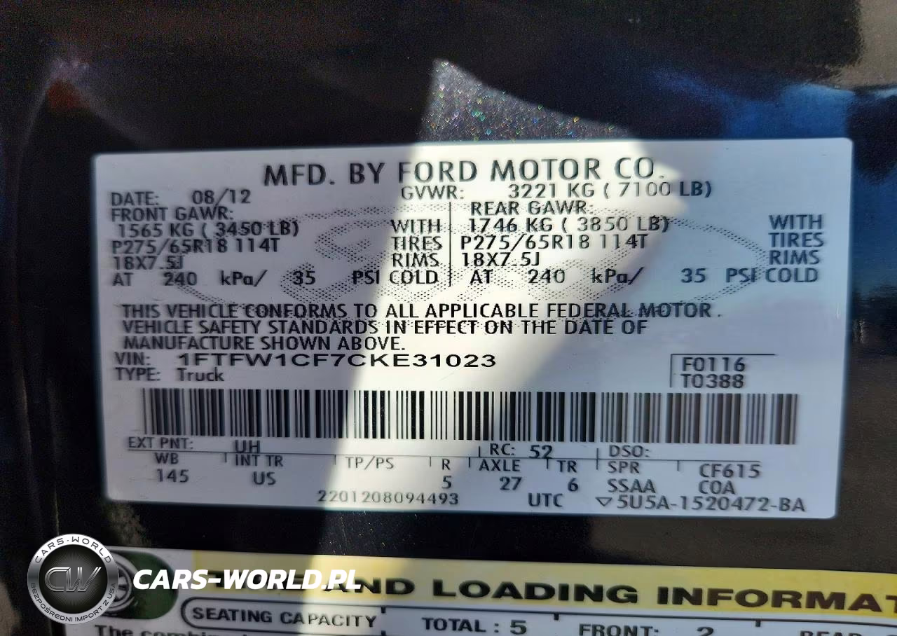 2012 Ford F150 Supercrew VIN:1FTFW1CF7CKE31023 - 12