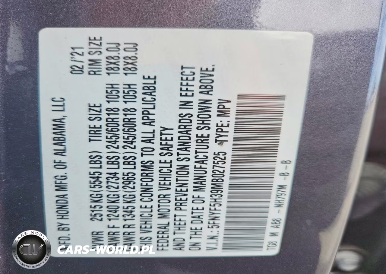 2021 Honda Pilot Ex VIN:5FNYF5H39MB027525 - 14