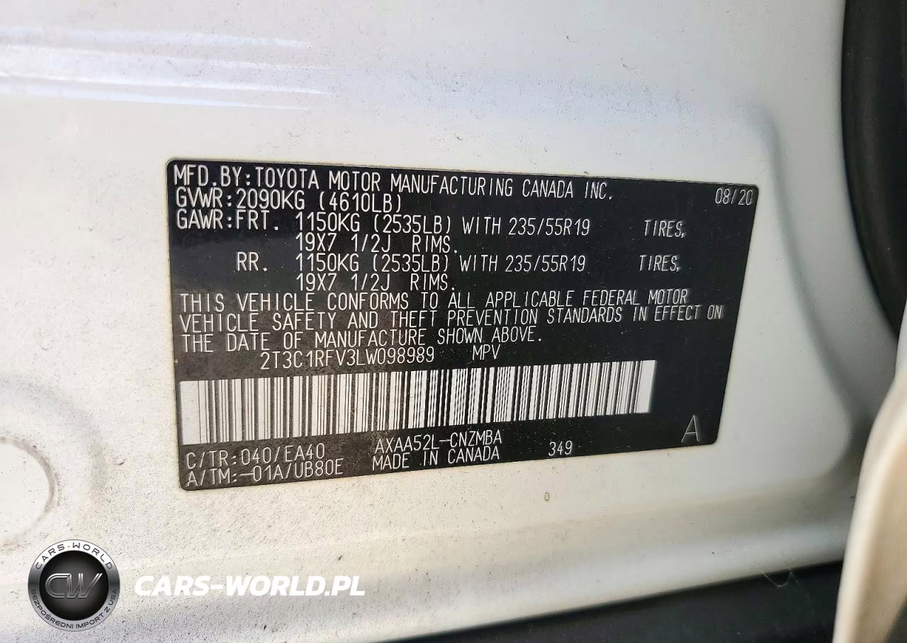 2020 Toyota Rav4 Xle Premium VIN:2T3C1RFV3LW098989 - 14