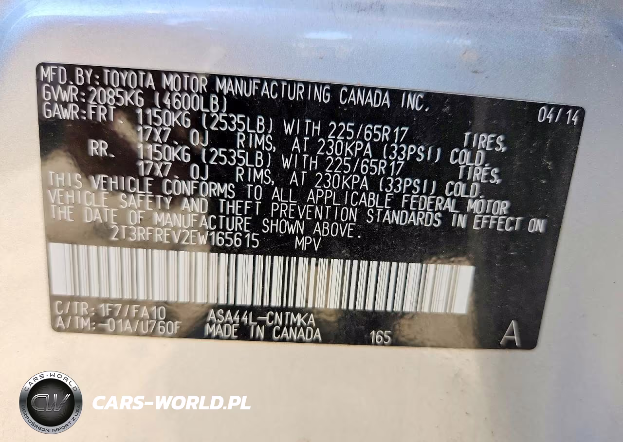 2014 Toyota Rav4 Xle VIN:2T3RFREV2EW165615 - 13