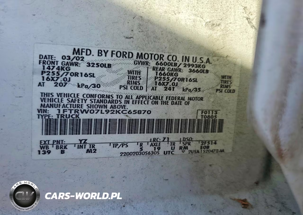 2002 Ford F150 Supercrew VIN:1FTRW07L92KC65870 - 13
