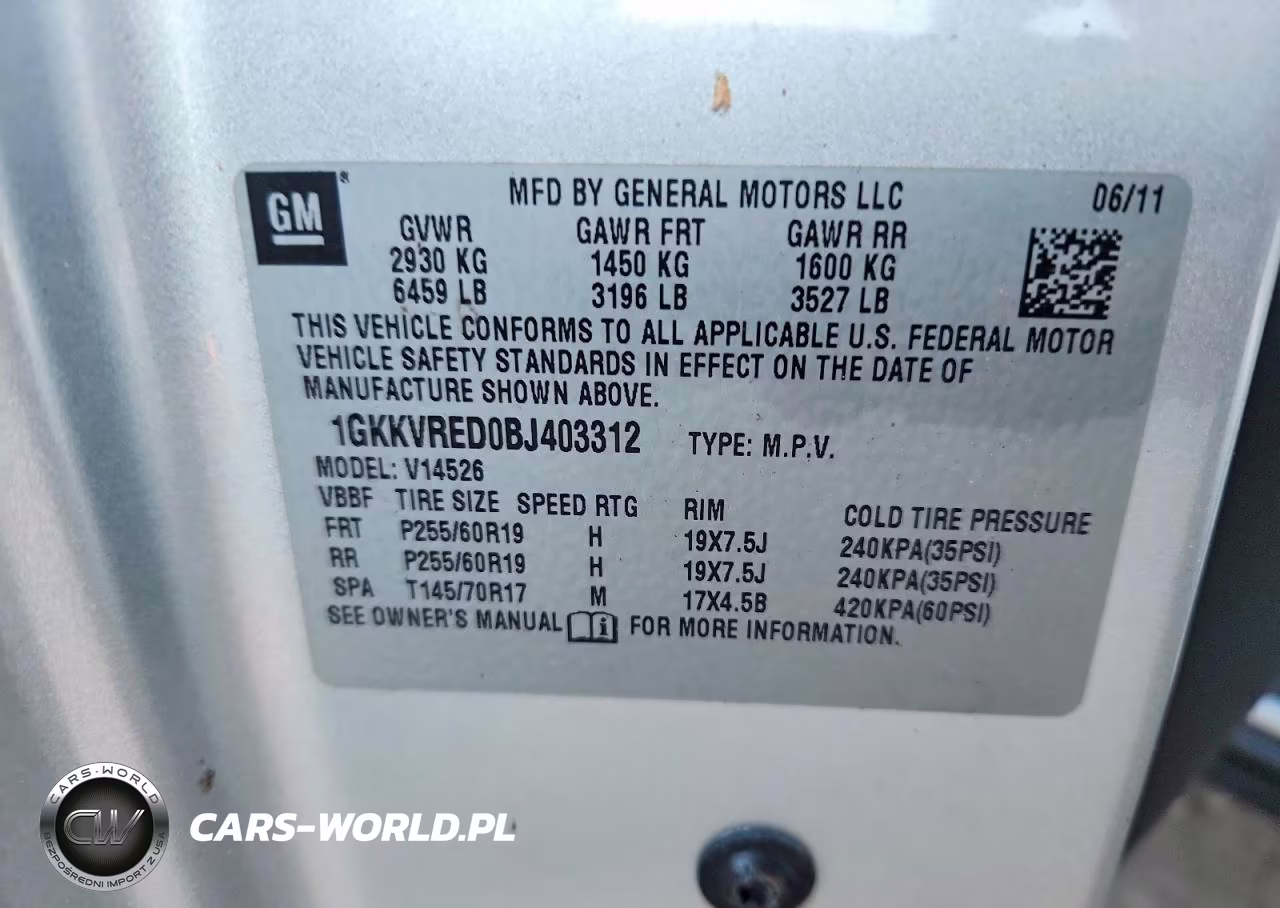 2011 GMC Acadia Slt-1 VIN:1GKKVRED0BJ403312 - 13